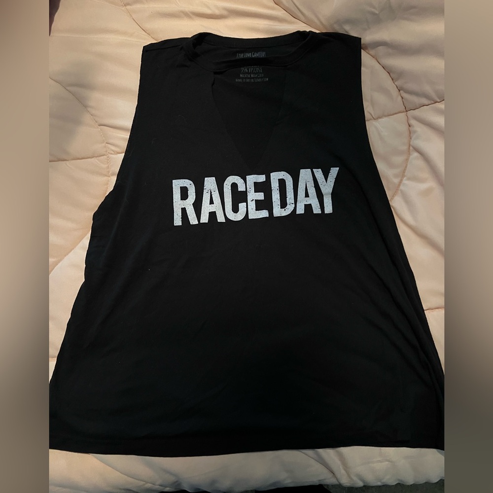 RACEDAY black womens V neck tank size large